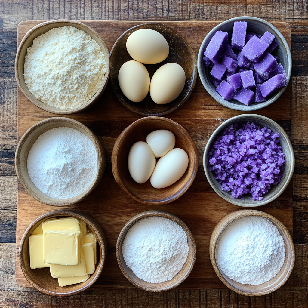 Christmas Ube Crinkle Cookies ingredients