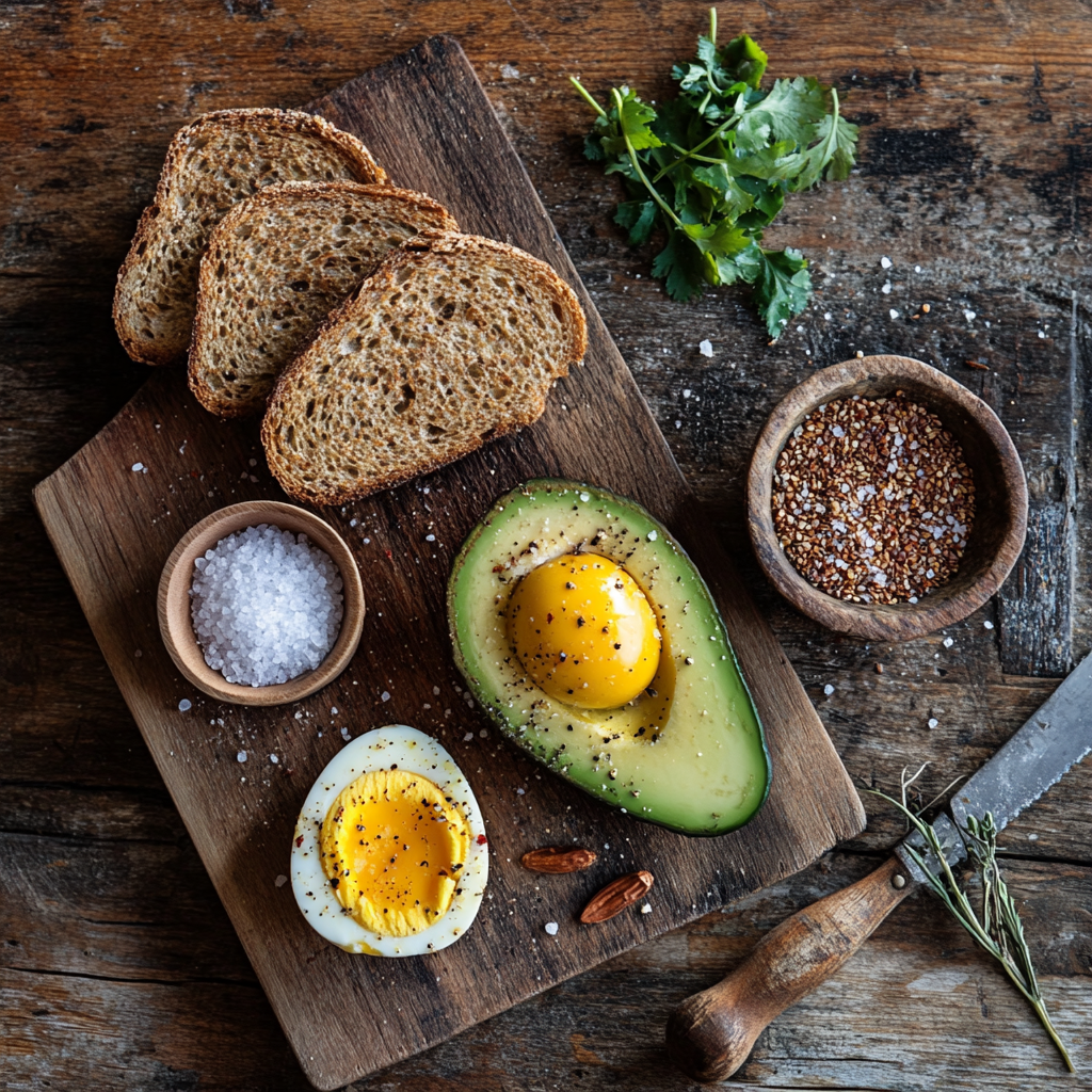 Fried Egg Avocado Toast with Chili Crunch ingredients