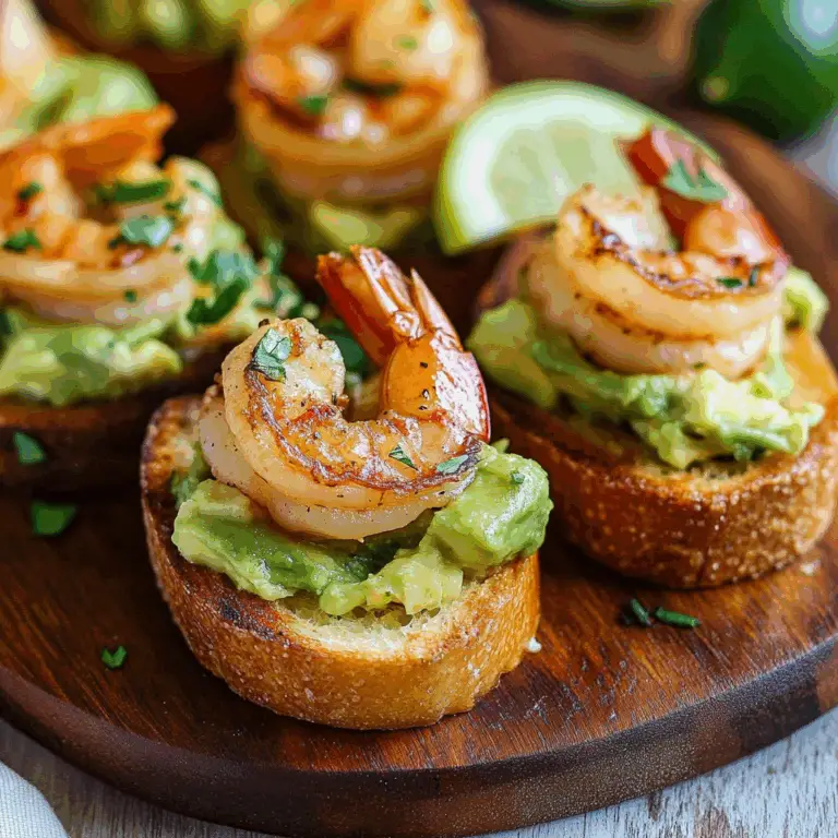 Garlic Shrimp Avocado Crostini