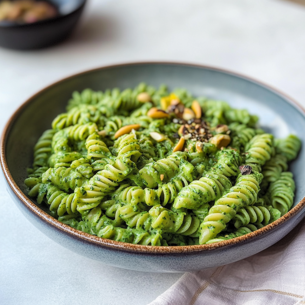Green Pasta with Spinach Silken Tofu Sauce