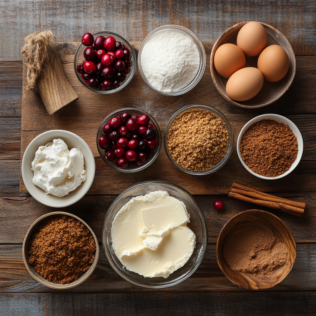Holiday Cranberry Crumble Cheesecake Bars ingredients