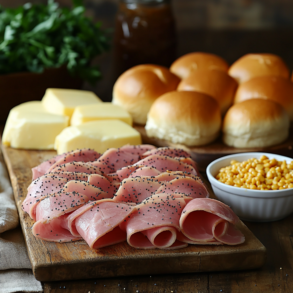 Holiday Hot Ham and Cheese Sliders ingredients