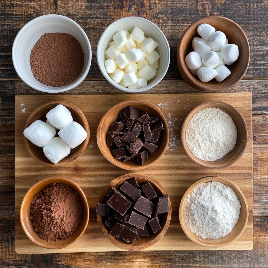 Hot Chocolate Brownies for christmas ingredients