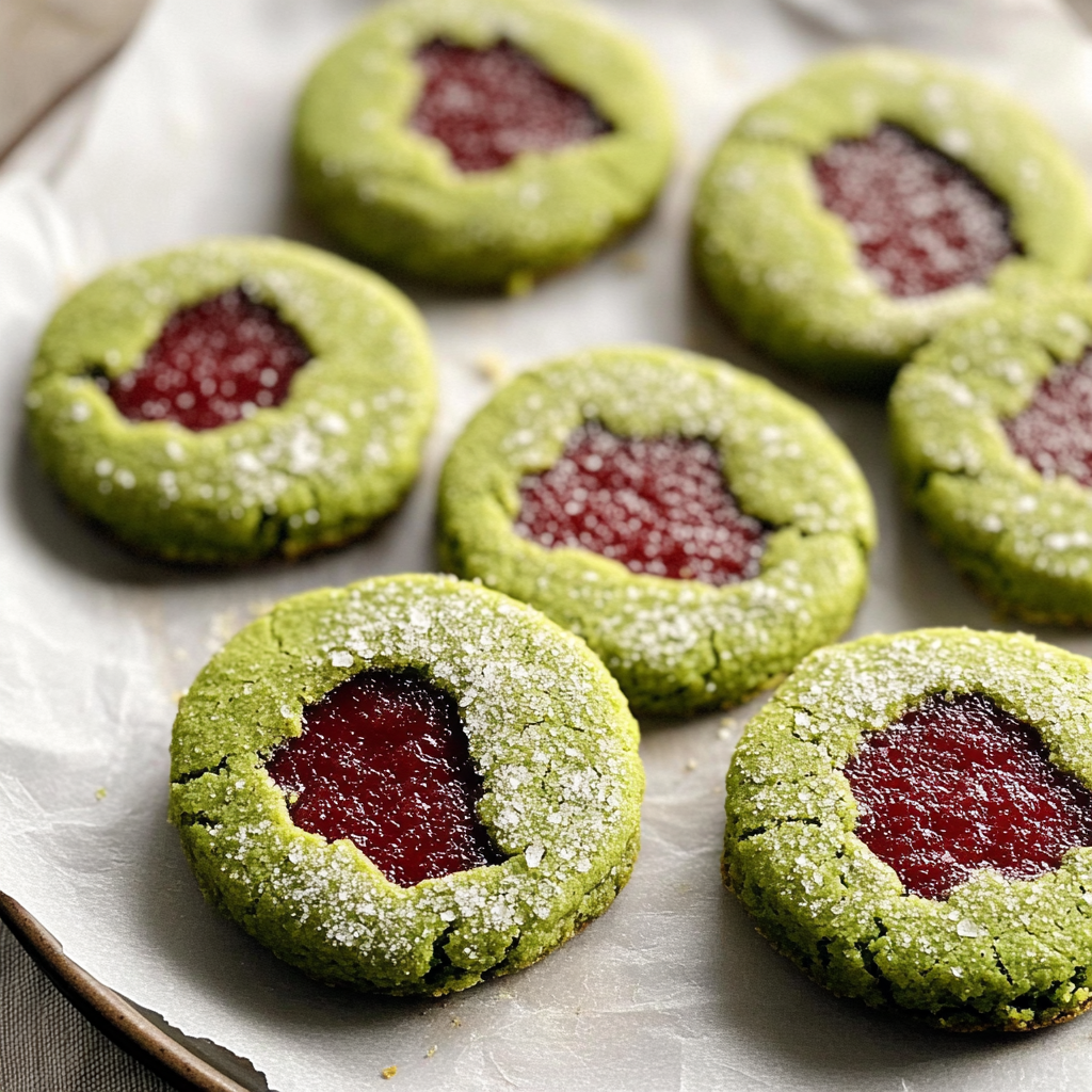 Matcha Thumbprint Cookies
