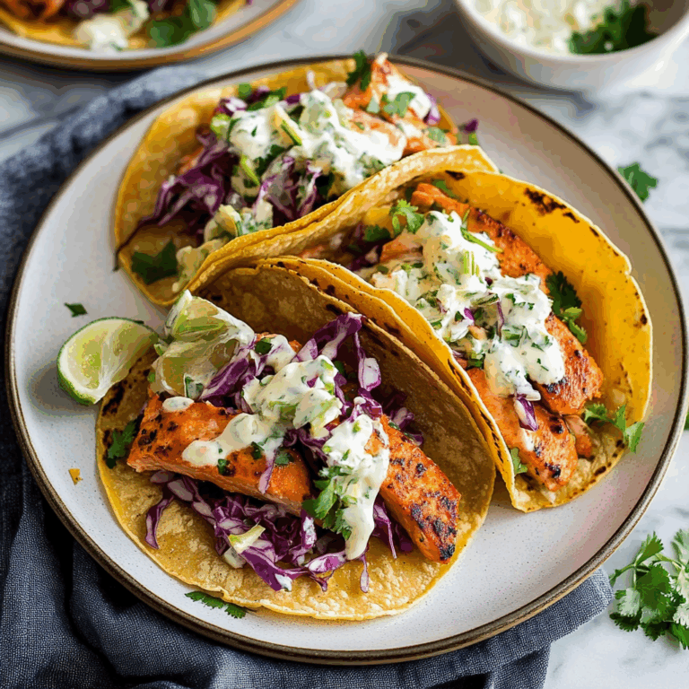 Quick and Easy Salmon Tacos with Yogurt Slaw