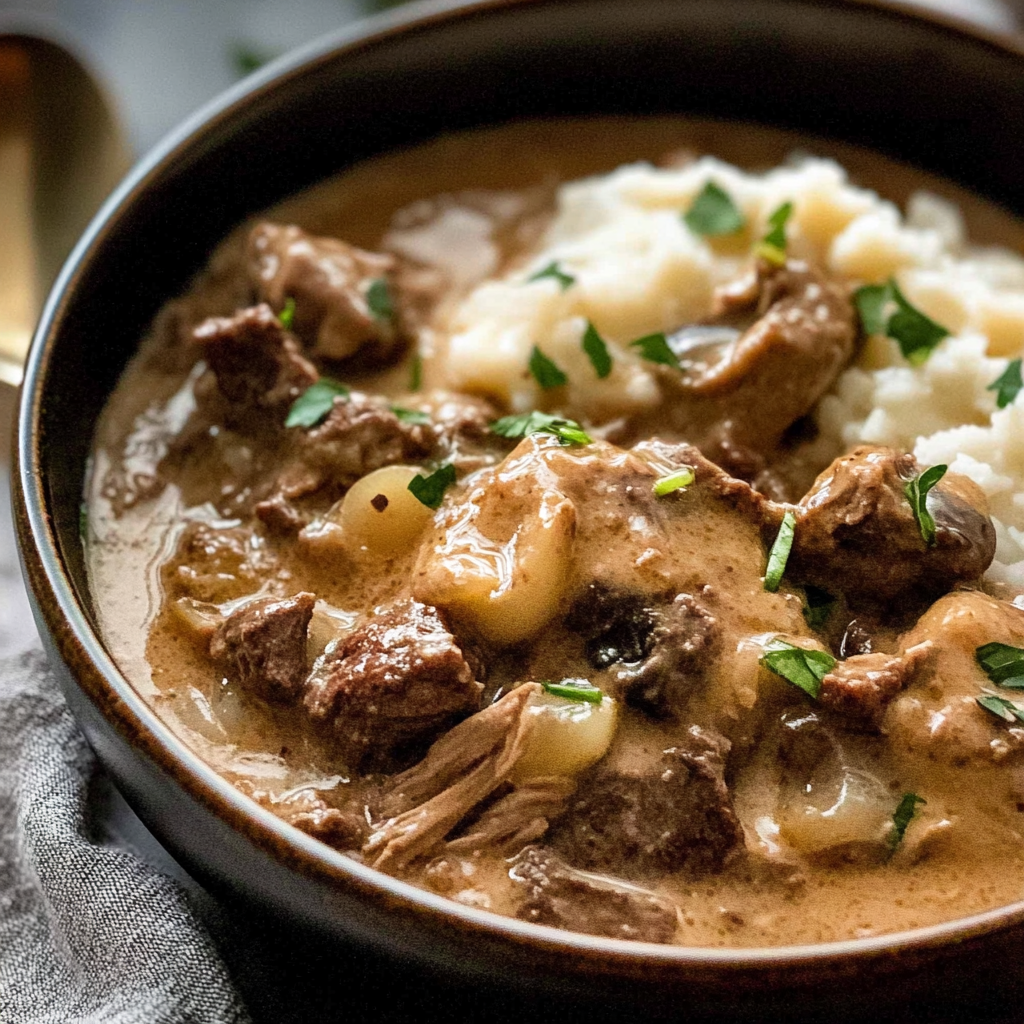 Slow Cooker Beef Stroganoff Stew