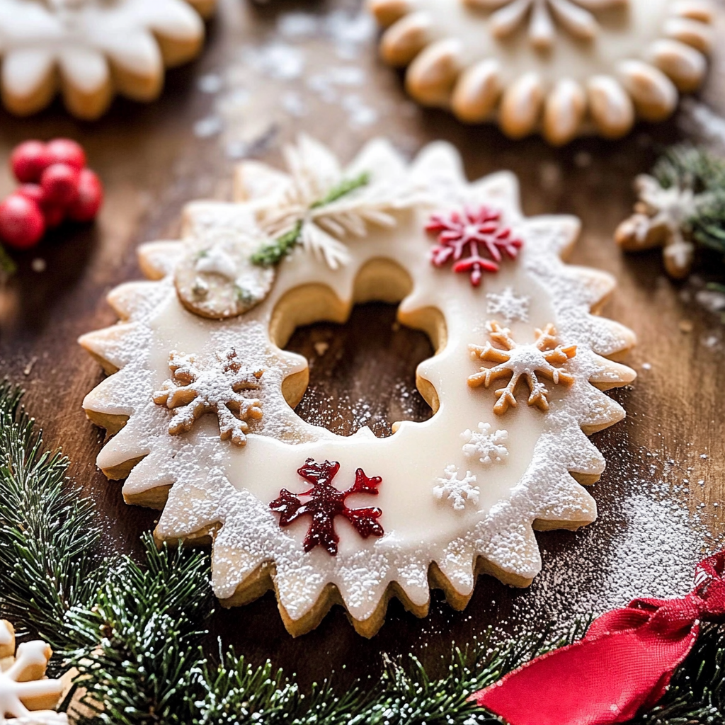 Vanilla Wreath Cookies for christmas