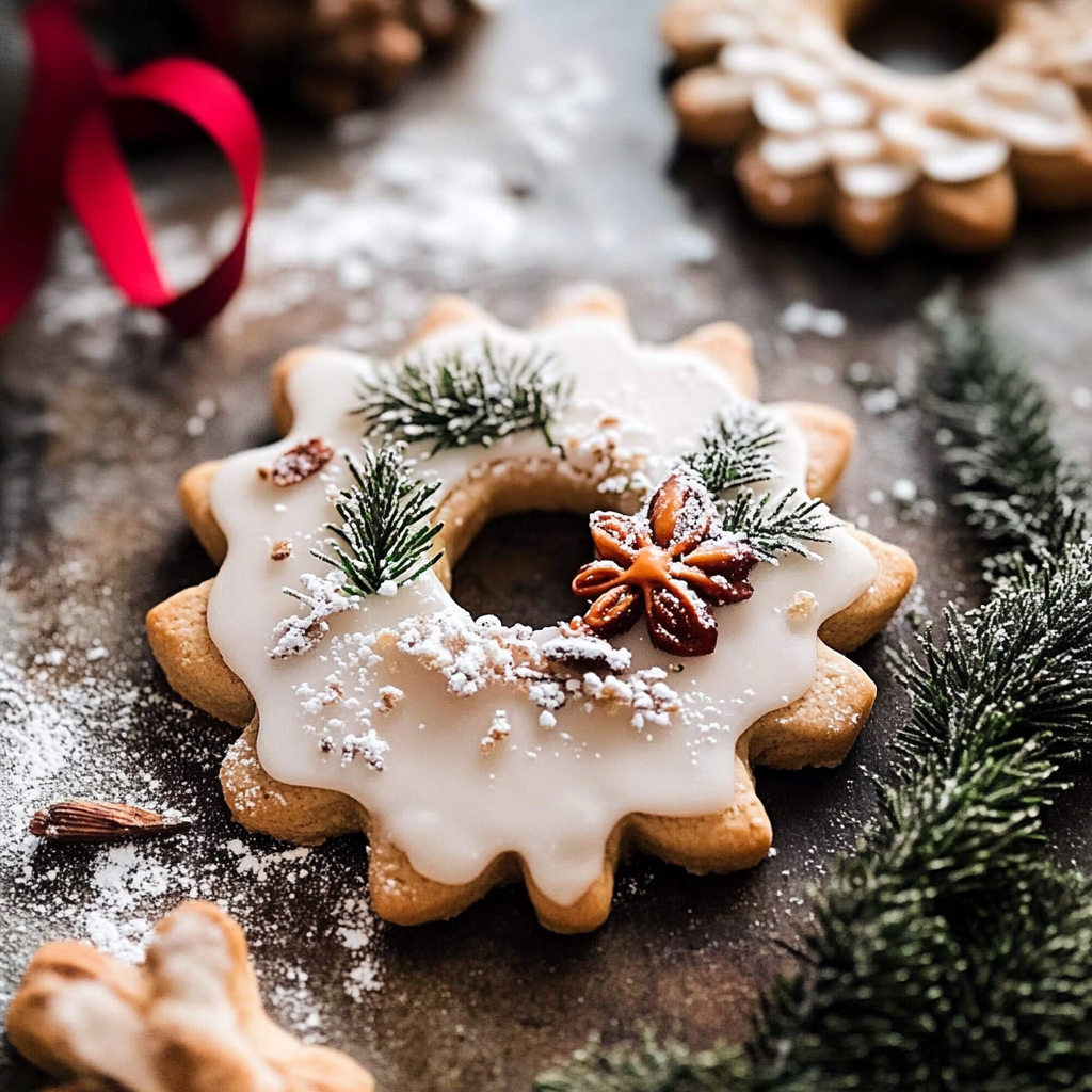 Vanilla Wreath Cookies for christmas
